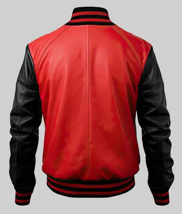 Men’s Red and Black Leather Varsity Jacket