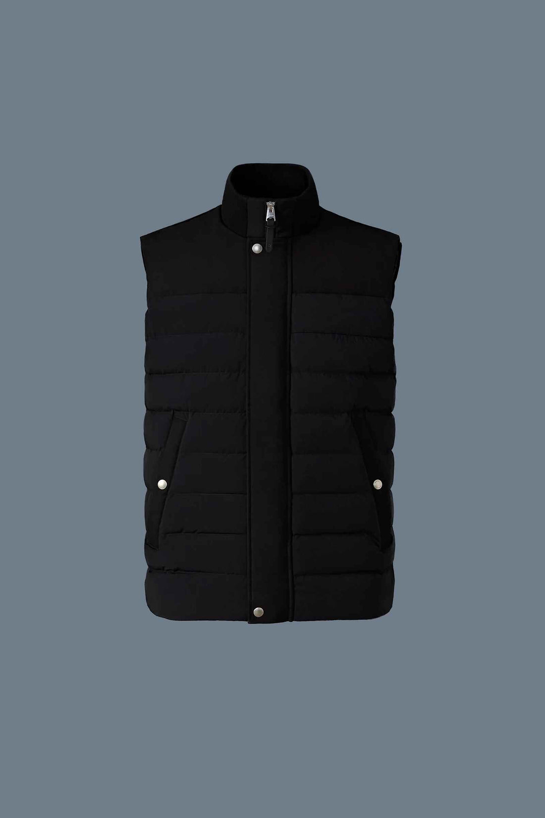 Men's Ribbed Knit Collar Light Down Filled Quilted Vest