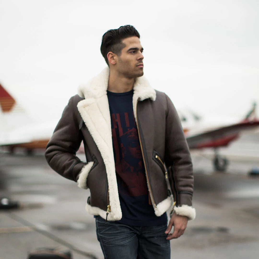 Scout-Lederjacke aus Schaffell für Herren