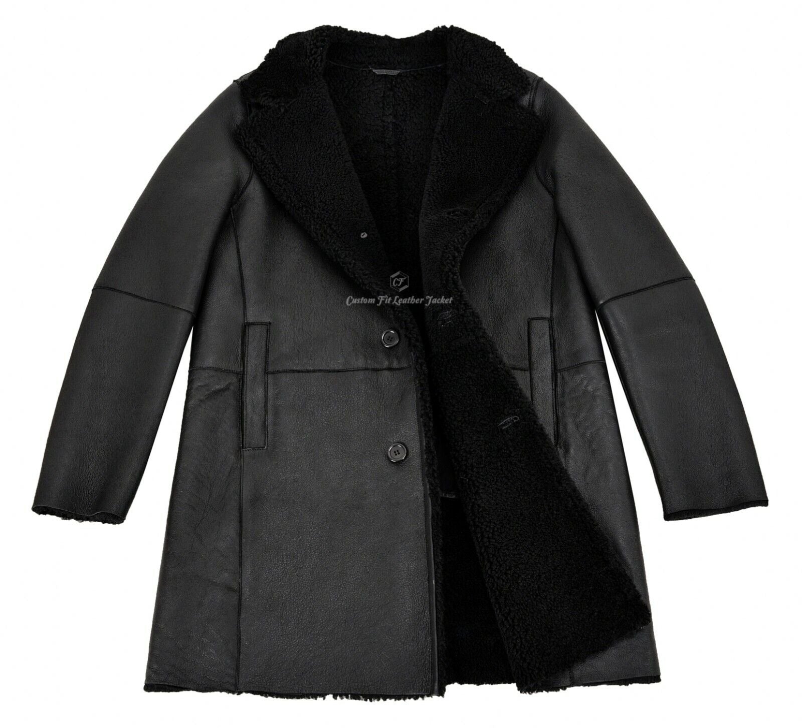 Men's Shearling Sheepskin Black Classic Coat