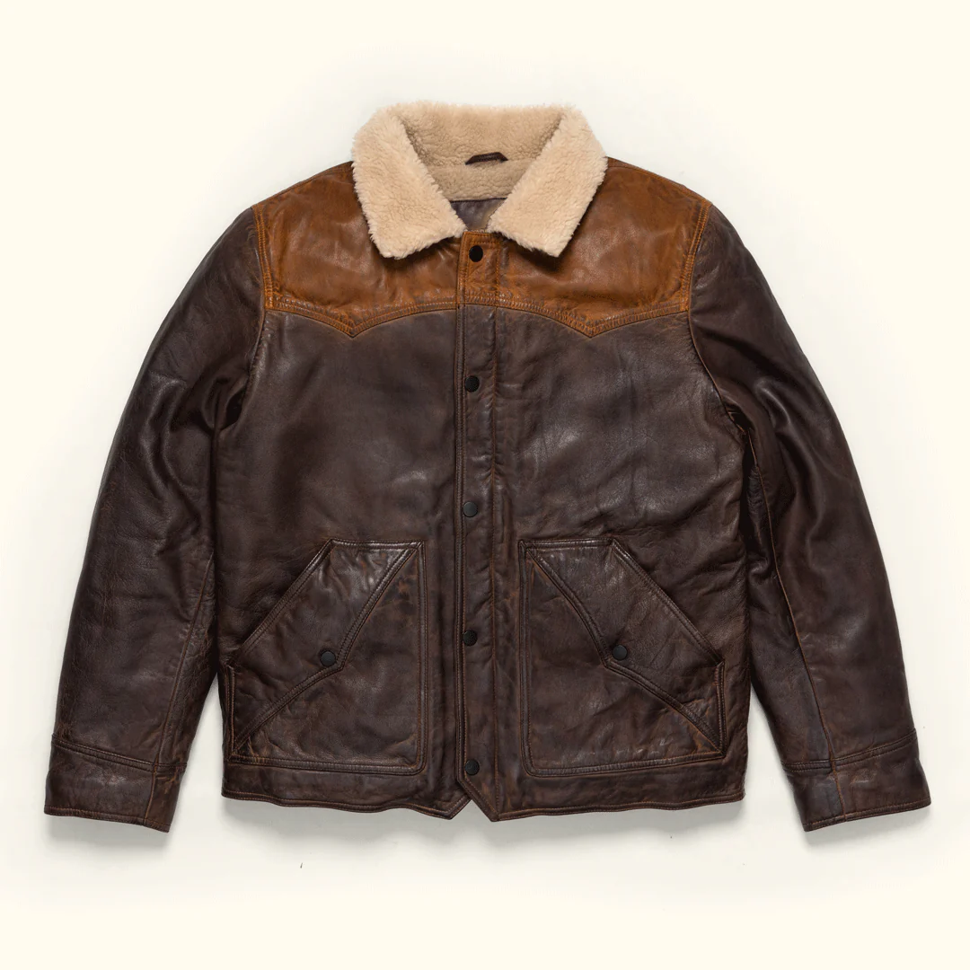 Sherpa-Lederjacke für Herren