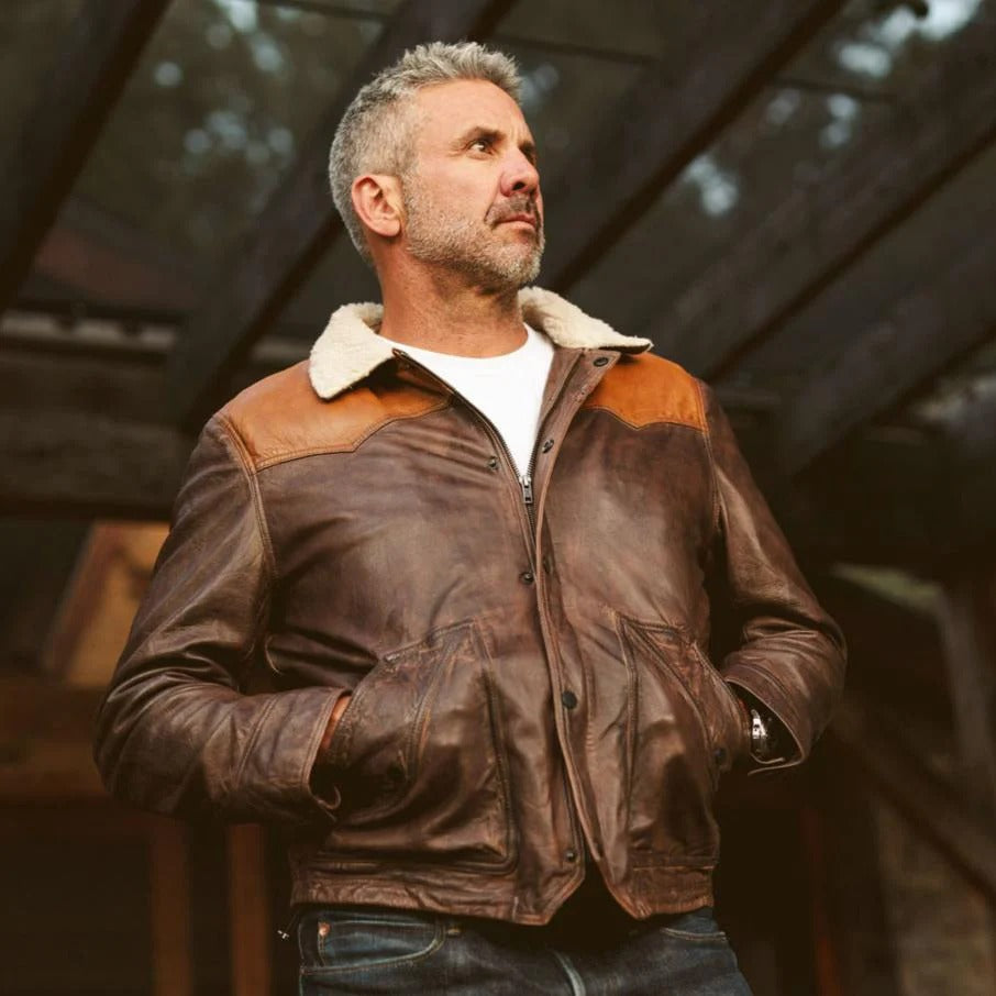 Sherpa-Lederjacke für Herren