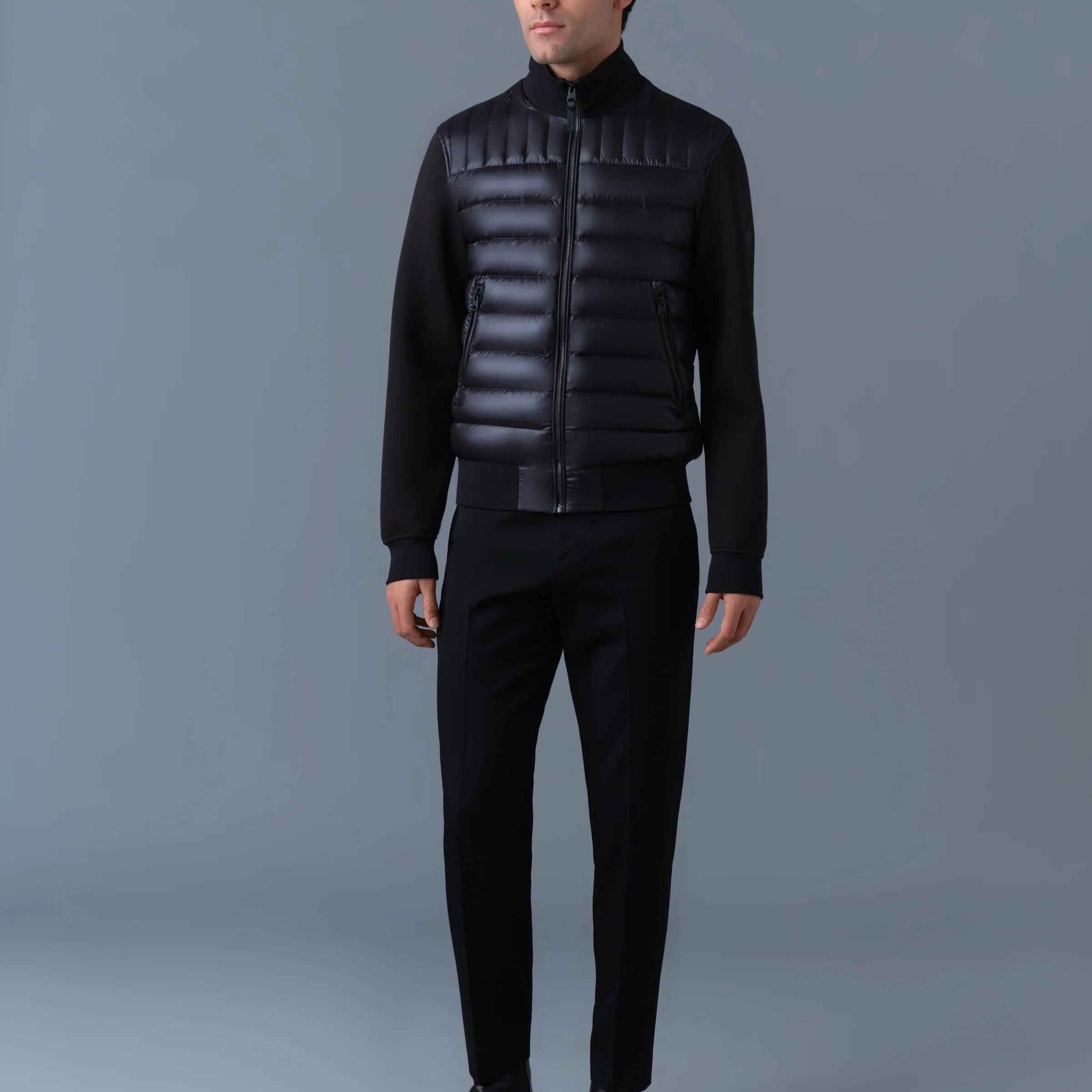 Men's Slim Fit Ribbed Collar Bomber Styled Puffer Jacket
