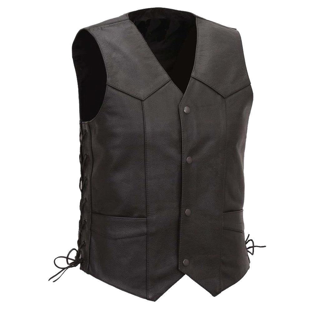 Men's Snap Tall Laces Leather Vest