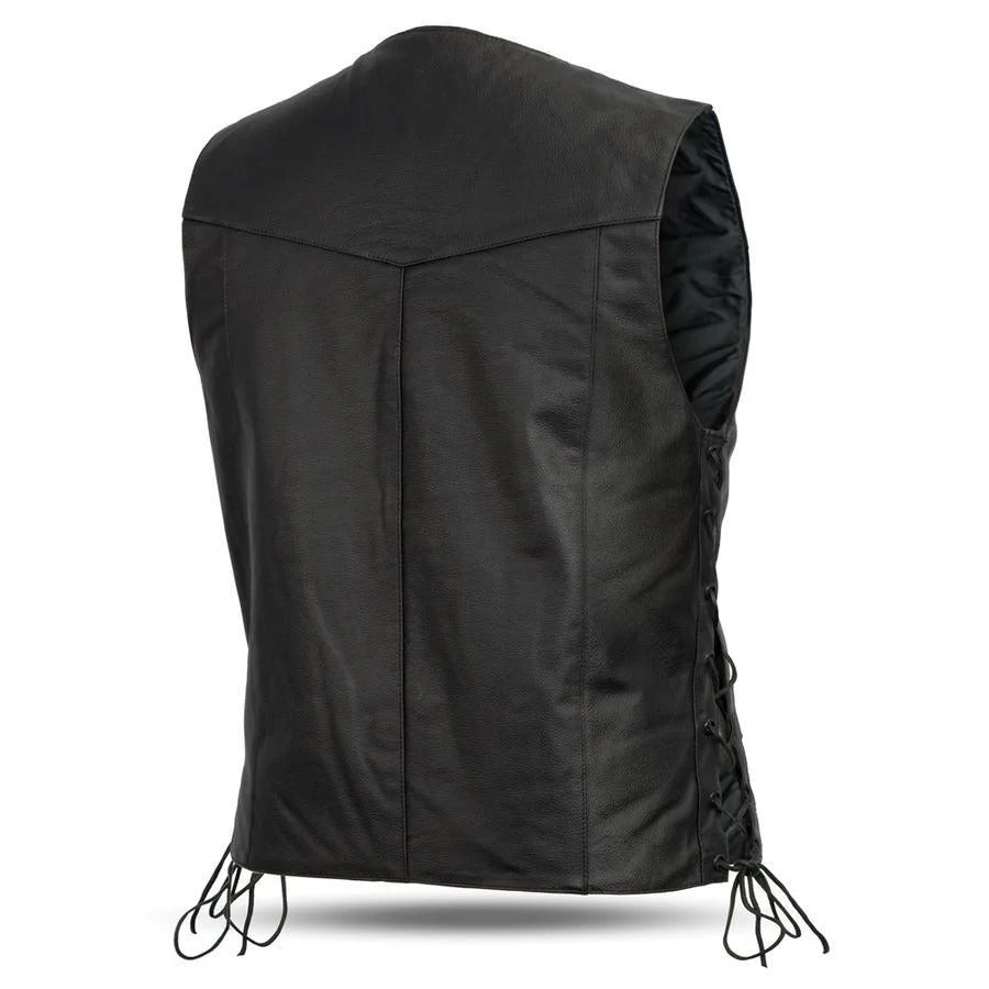 Men's Snap Tall Laces Leather Vest