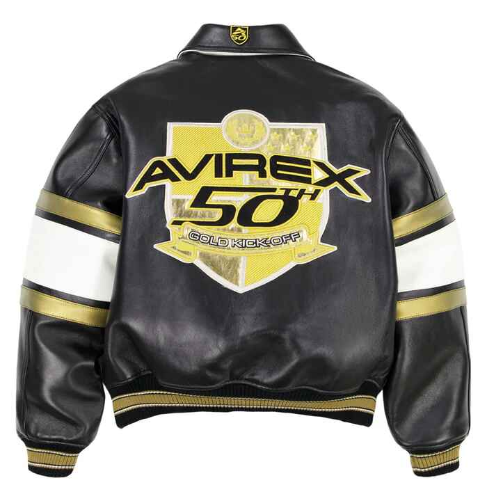 Men's Stripped Ribbed Hems And Cuffs Varsity Leather Jacket