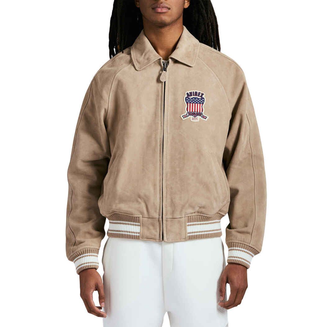 Herren-Varsity-Lederjacke aus Wildleder