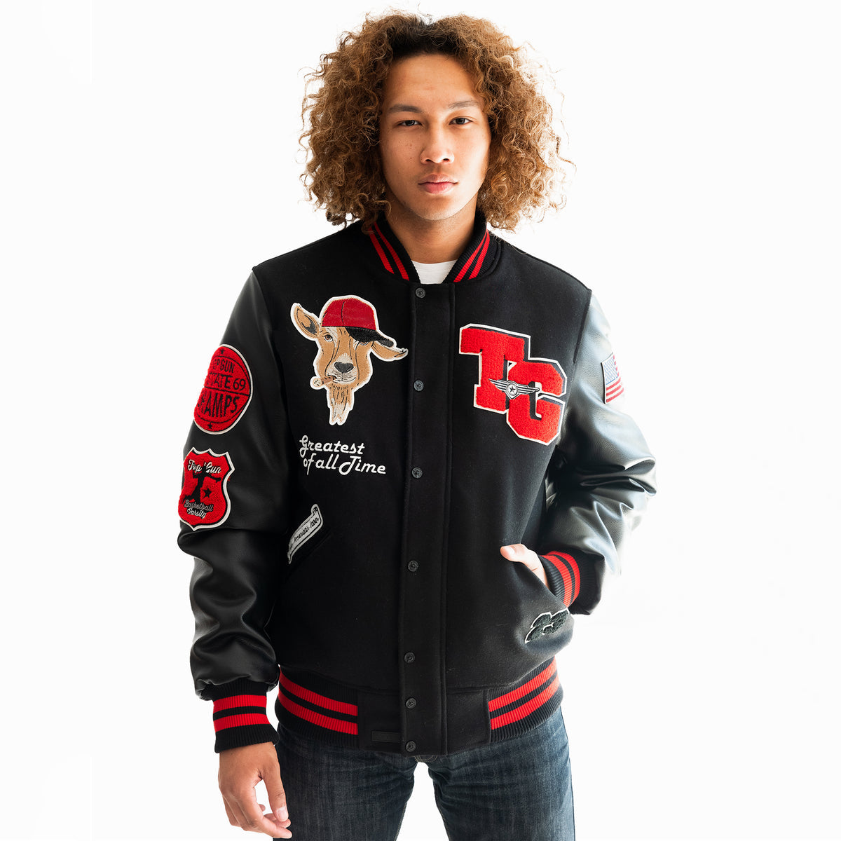 Men's THE GOAT Leather Varsity Jacket