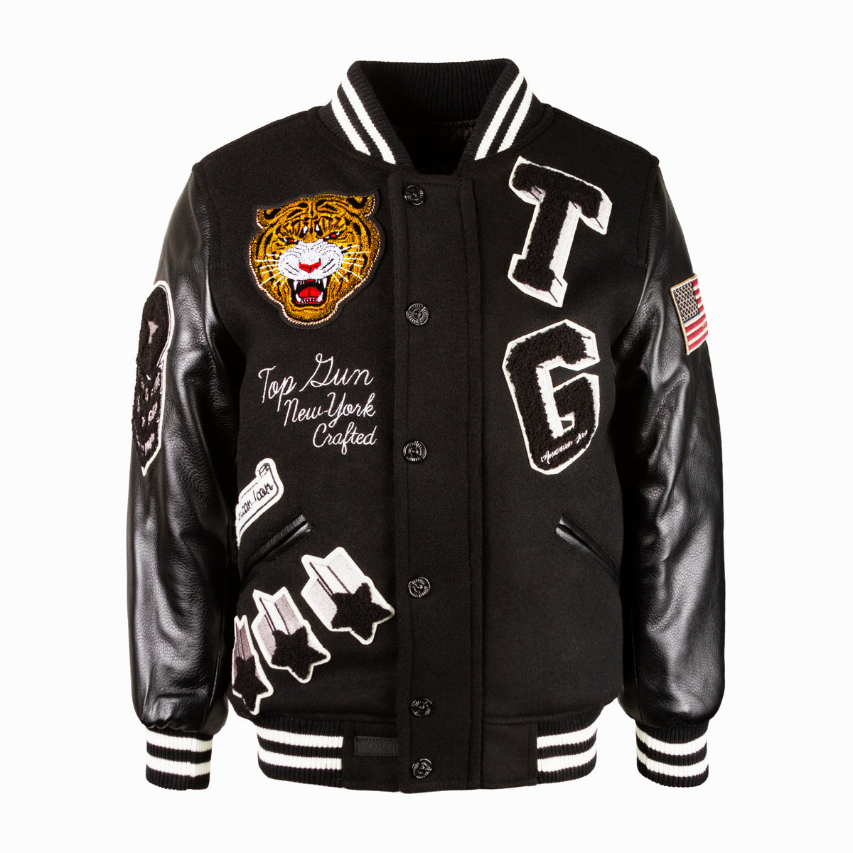 Men's TIGER Leather & Wool Varsity Jacket