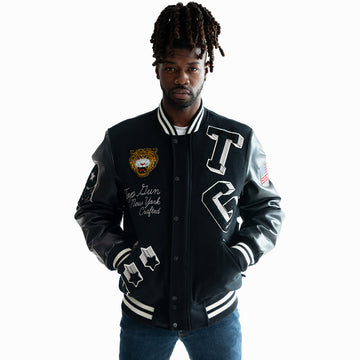 Men's TIGER Leather & Wool Varsity Jacket
