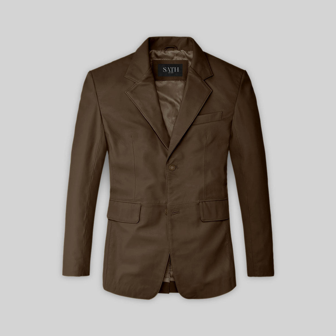 Men's Two Button Scottish Brown Leather Blazer