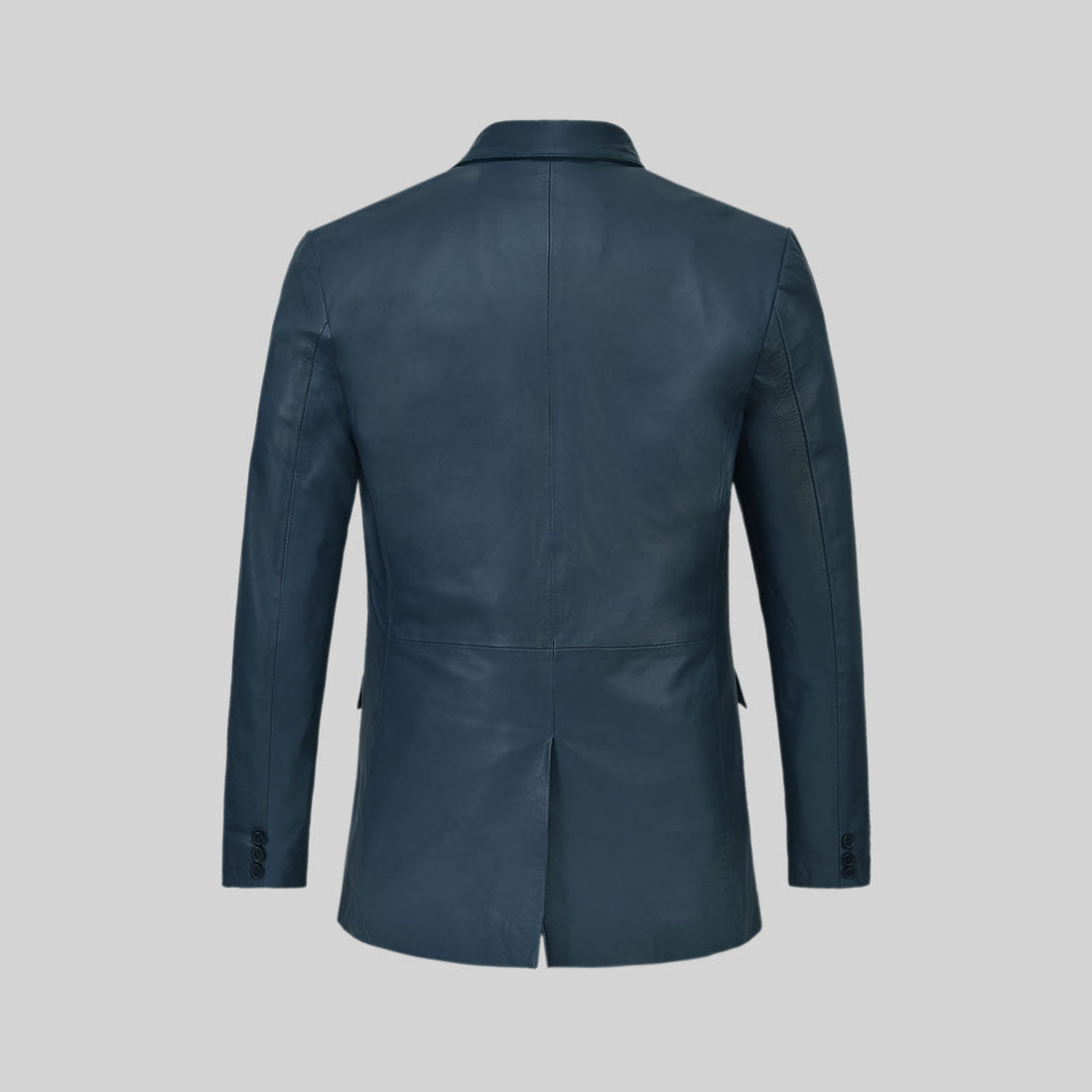 Men's Two Button Soft Winsor Blue Leather Blazer