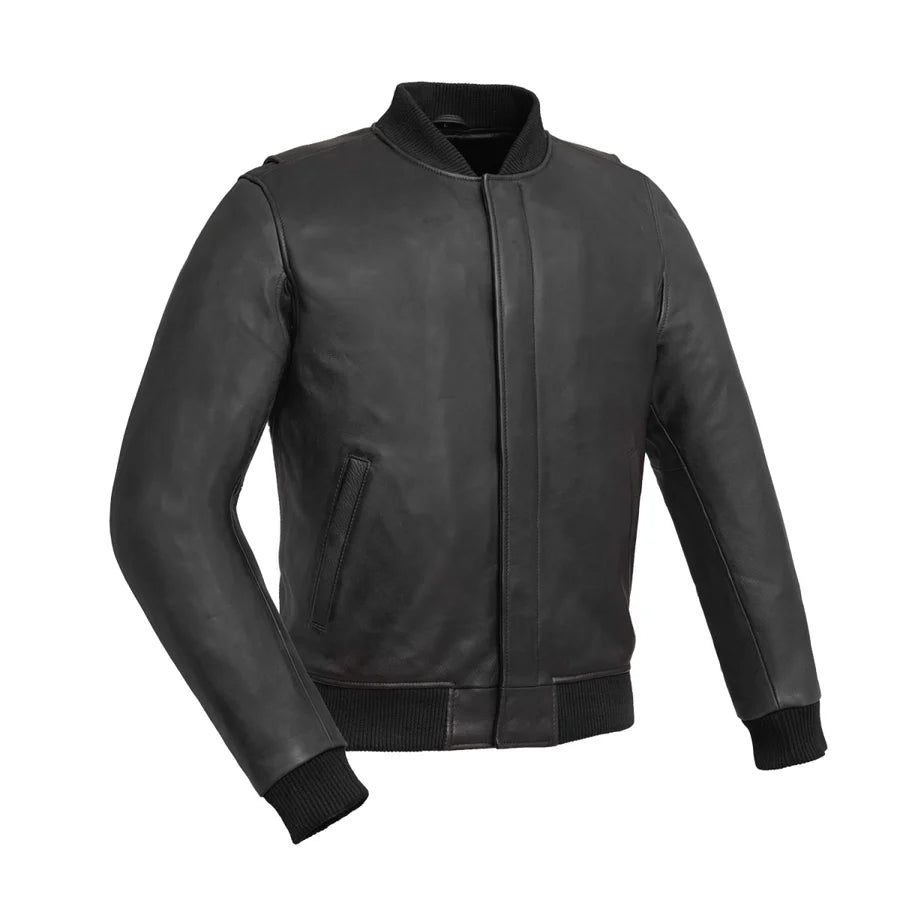 Men's Two Tone Willie Bomber Leather Jacket Light Black