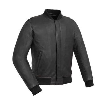 Men's Two Tone Willie Bomber Leather Jacket Light Black