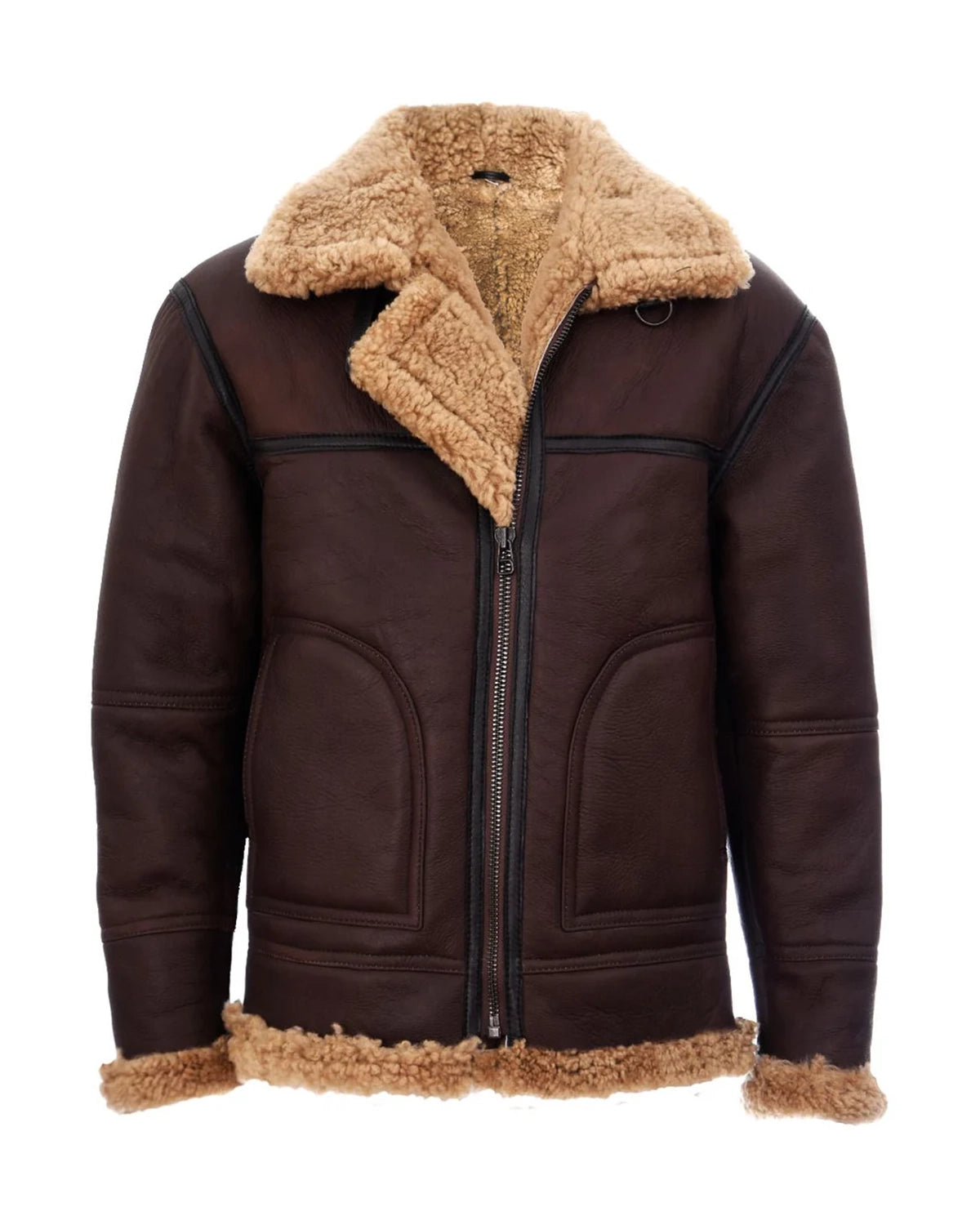 Herren Vintage Fliegerjacke aus braunem Schaffell (ED)