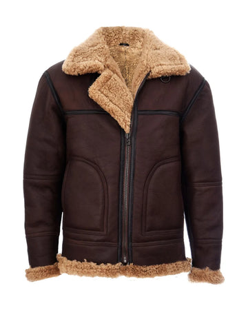 Herren Vintage Fliegerjacke aus braunem Schaffell (ED)