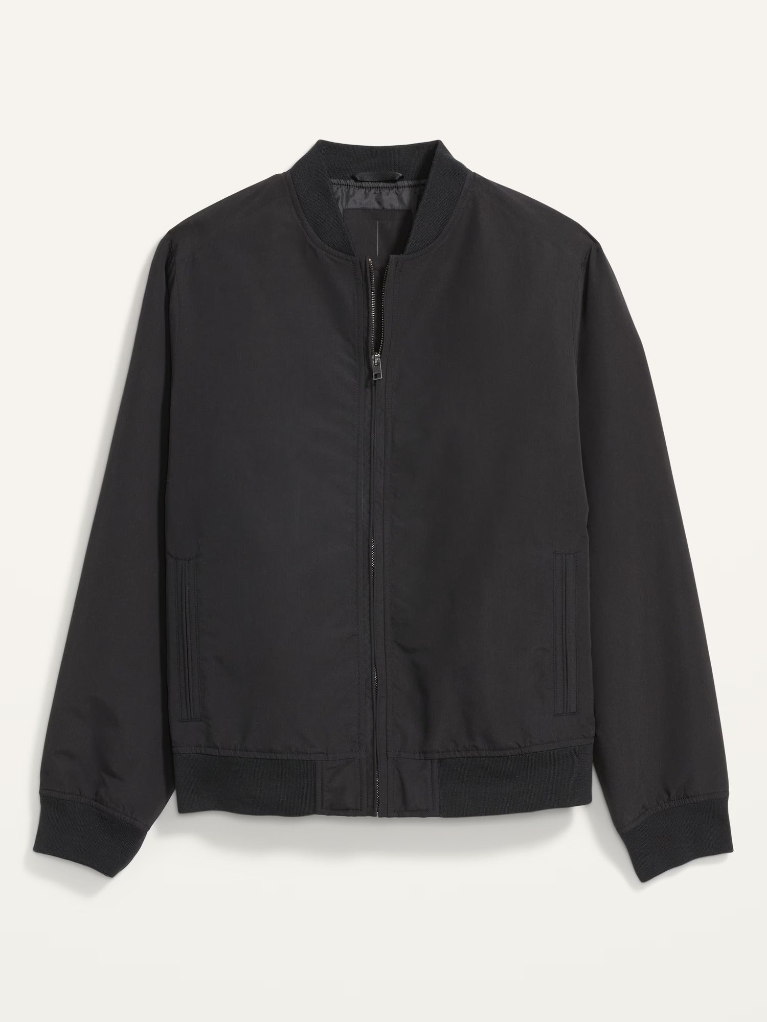 Men's Water-Resistant Zip Bomber Style Light Weight Jacket in Black