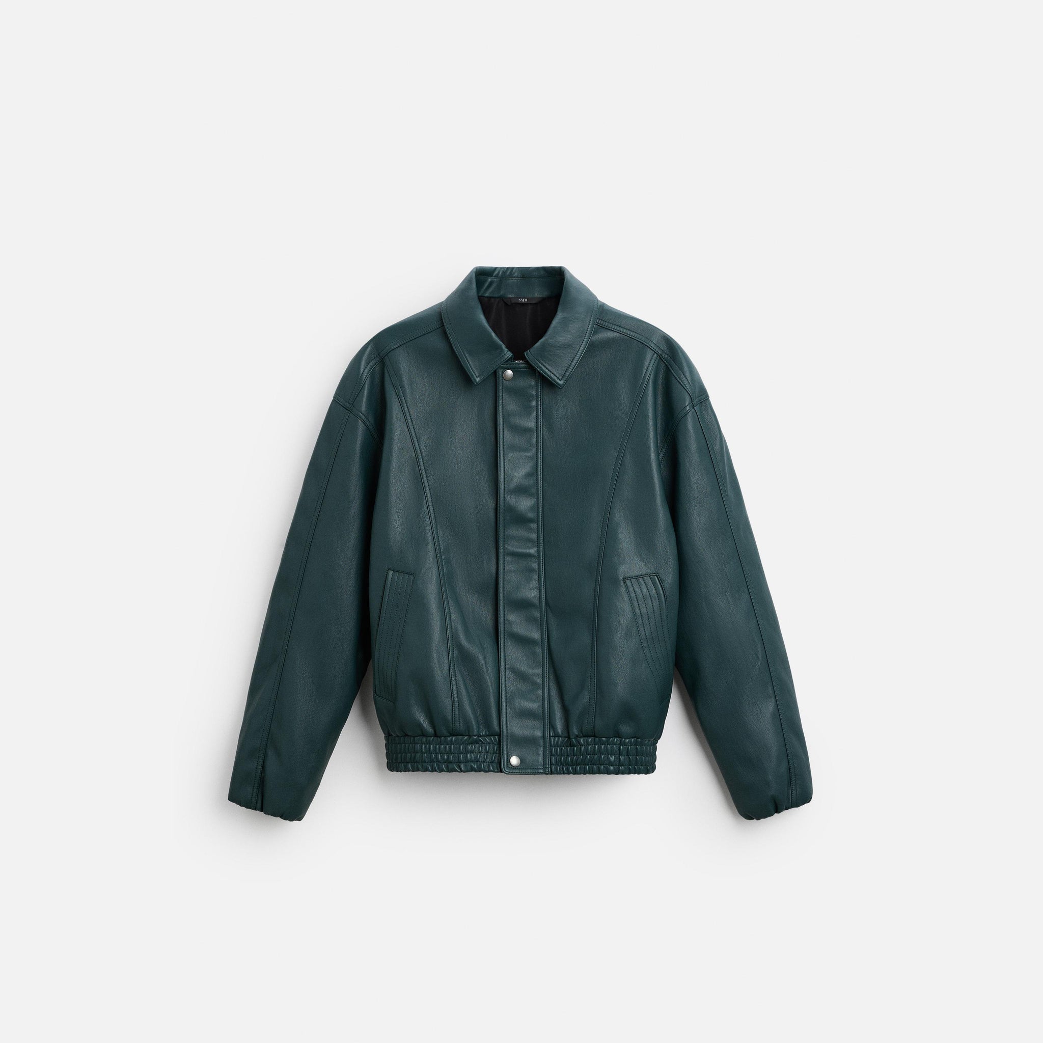 Men's Welt Pockets Bomber Leather Jacket