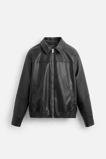Men's Zip-Up Front Bomber Leather Jacket