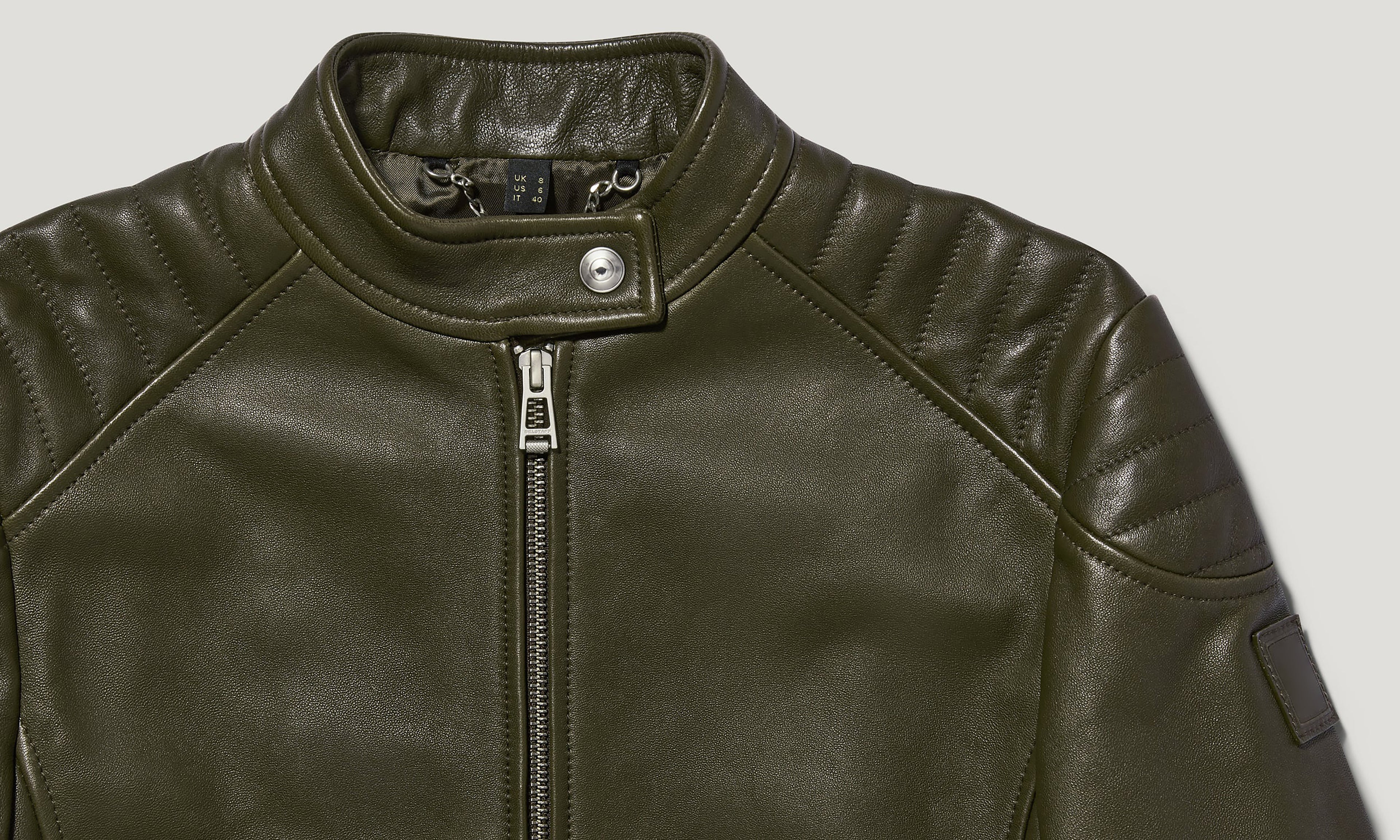 Women Olive Army Mollison Racer Leather Jacket Style