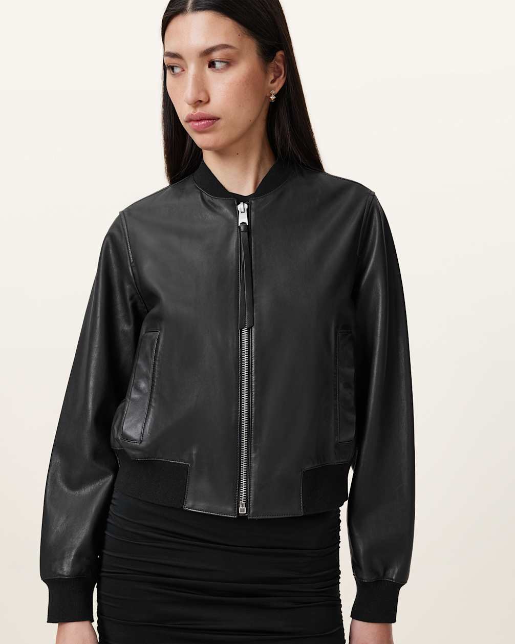 Women's Lined Bomber Light weigh Leather Jacket