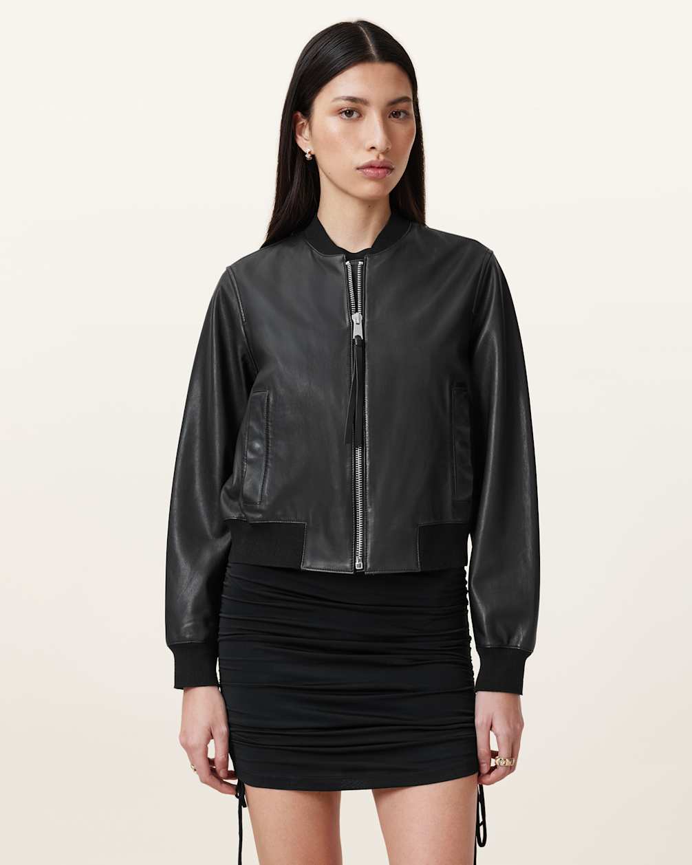 Women's Lined Bomber Light weigh Leather Jacket