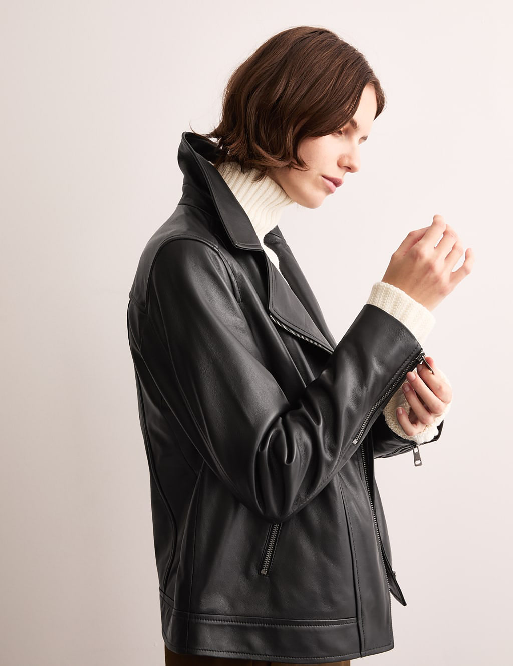 Oversized Leather Biker Jacket