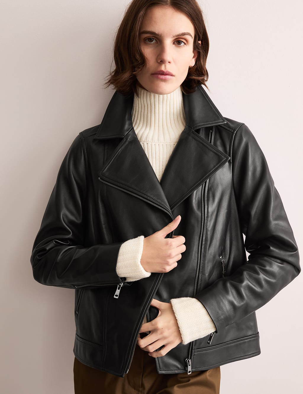 Oversized Leather Biker Jacket