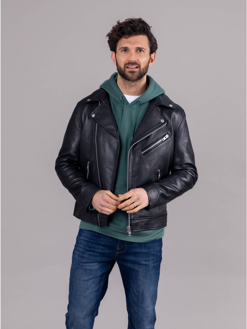 Chaqueta de motociclista de cuero Rockcliffe Sath 