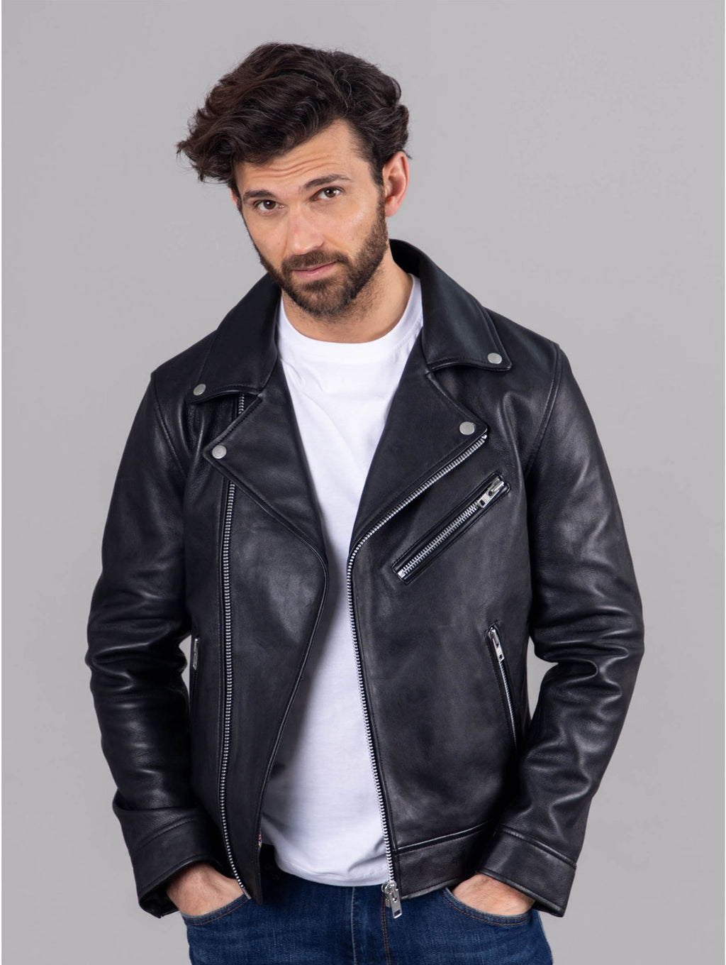 Chaqueta de motociclista de cuero Rockcliffe Sath 