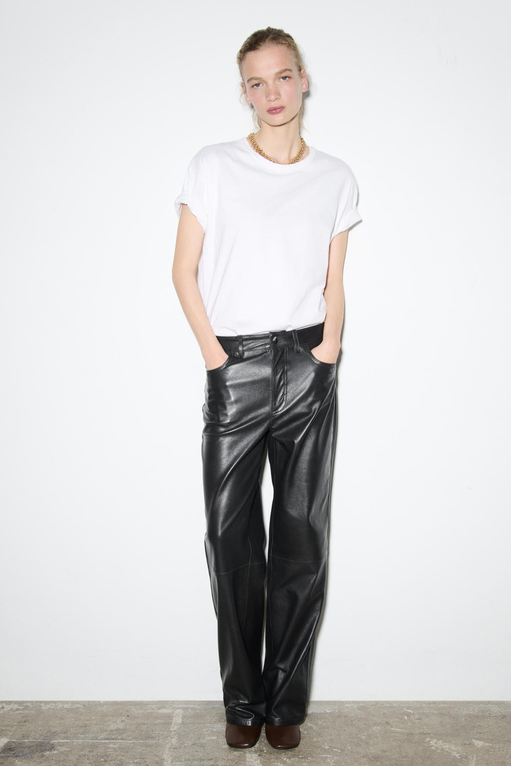 SATH's Limited Edition 100% Leather Straight-Leg Pants