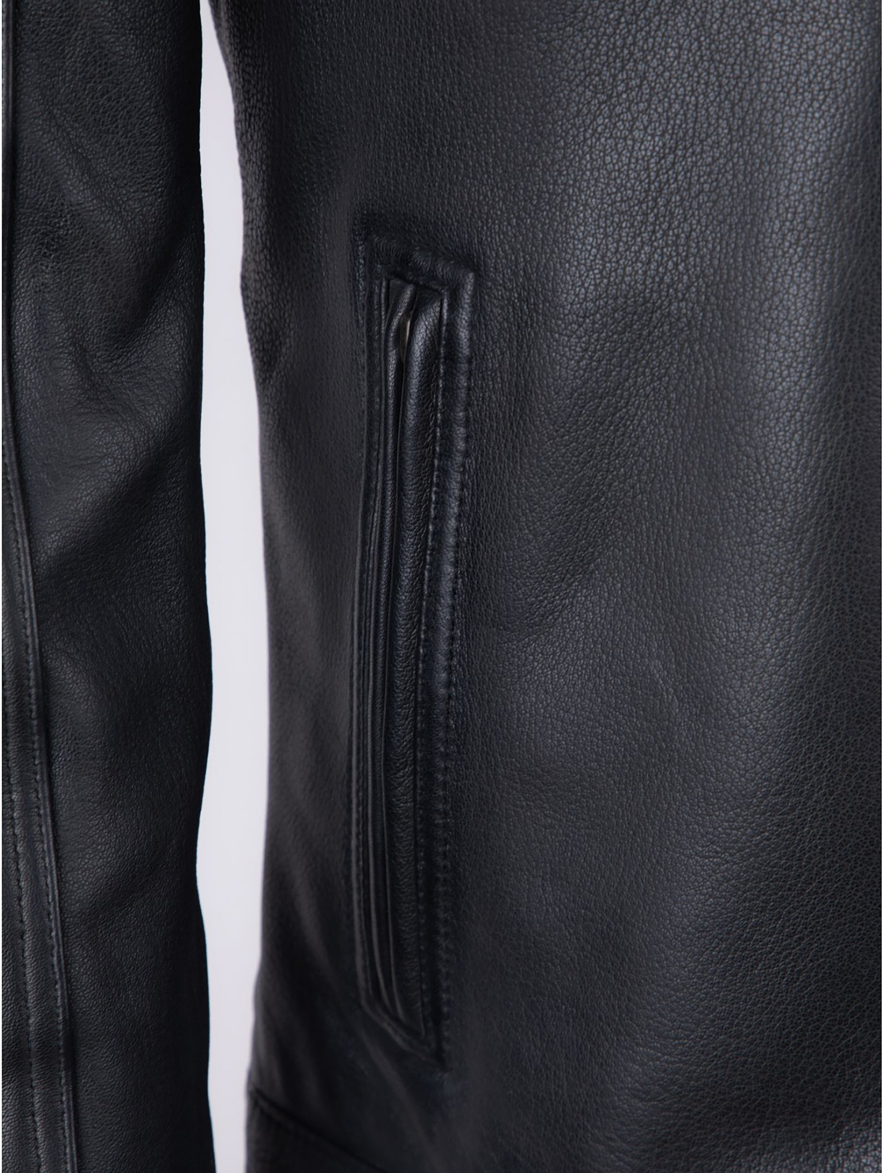 Sath Contrast Stripe Leather Biker Jacket