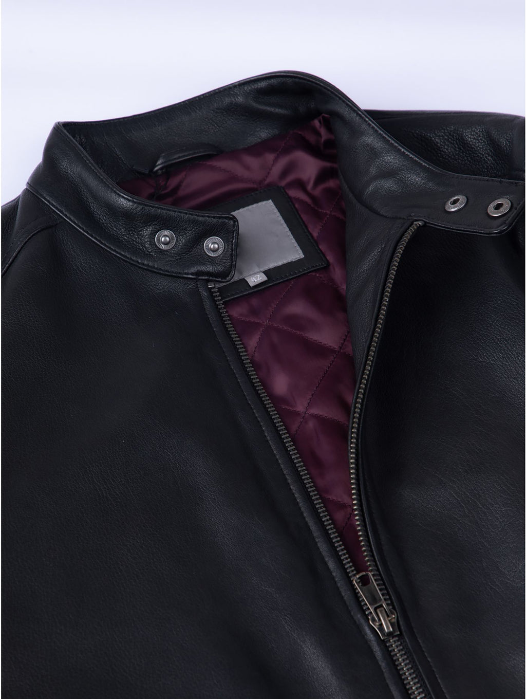 Sath Contrast Stripe Leather Biker Jacket