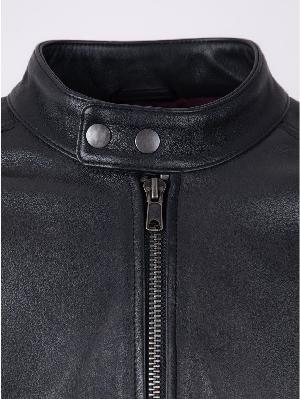 Sath Contrast Stripe Leather Biker Jacket