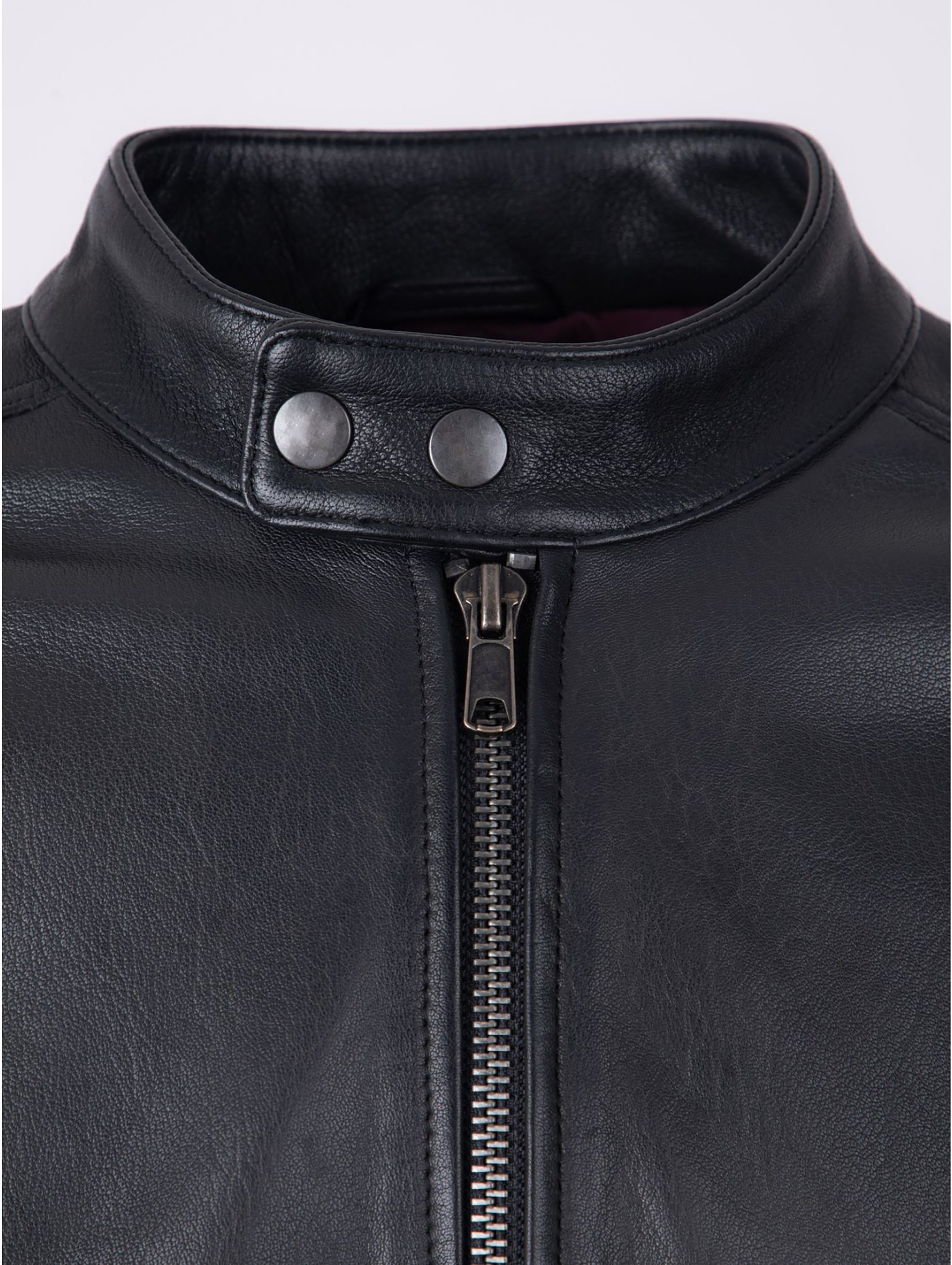 Sath Contrast Stripe Leather Biker Jacket