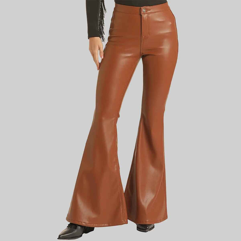Sath Limited Women’s Brown Leather Pant Wide Leg