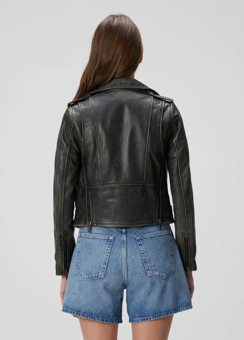 Women's Slim Fit Double Breasted Black Leather Biker Jacket