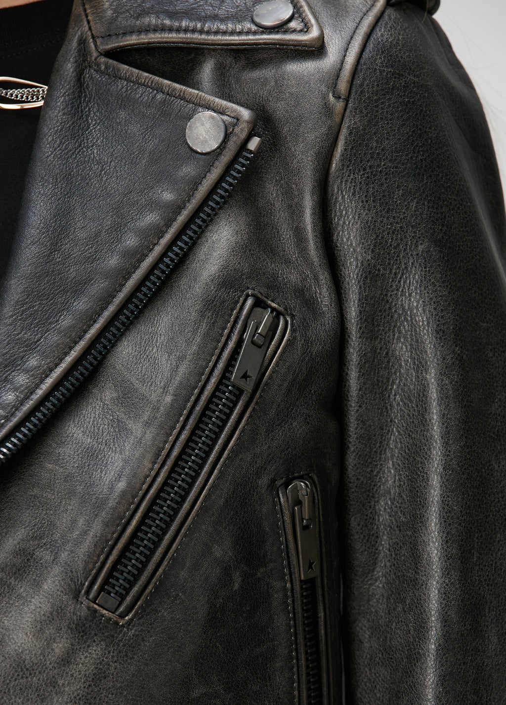 Women's Slim Fit Double Breasted Black Leather Biker Jacket