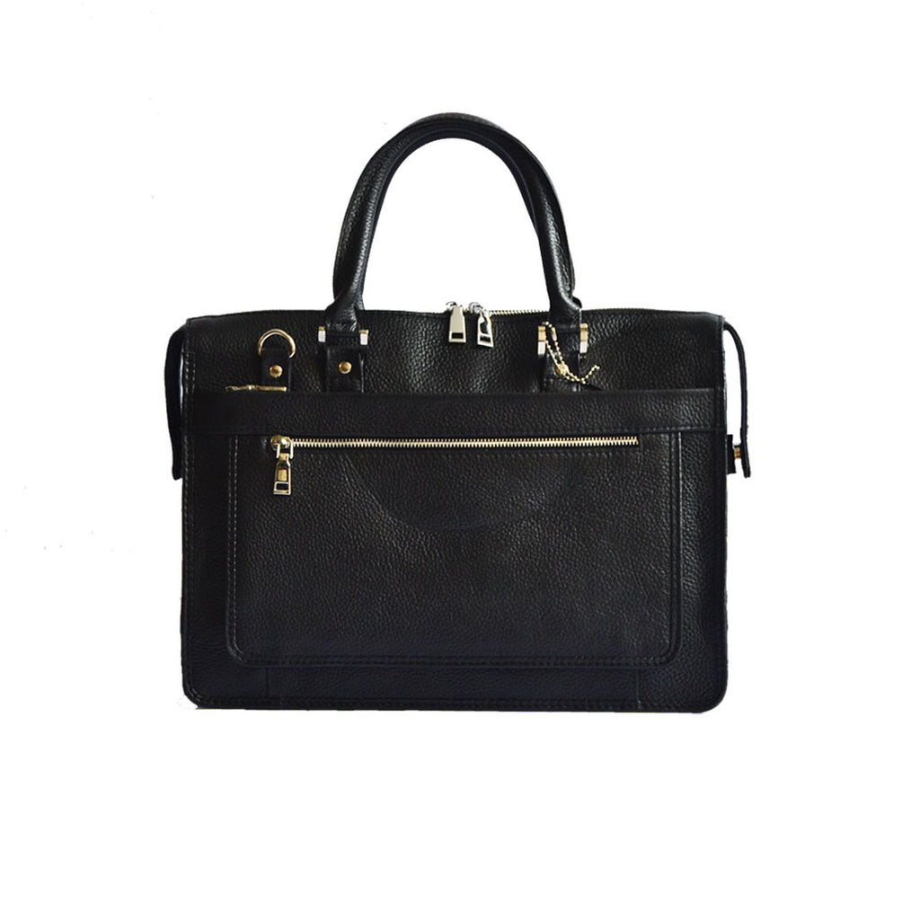 Unisex Executive Leather Laptop Bag – Black