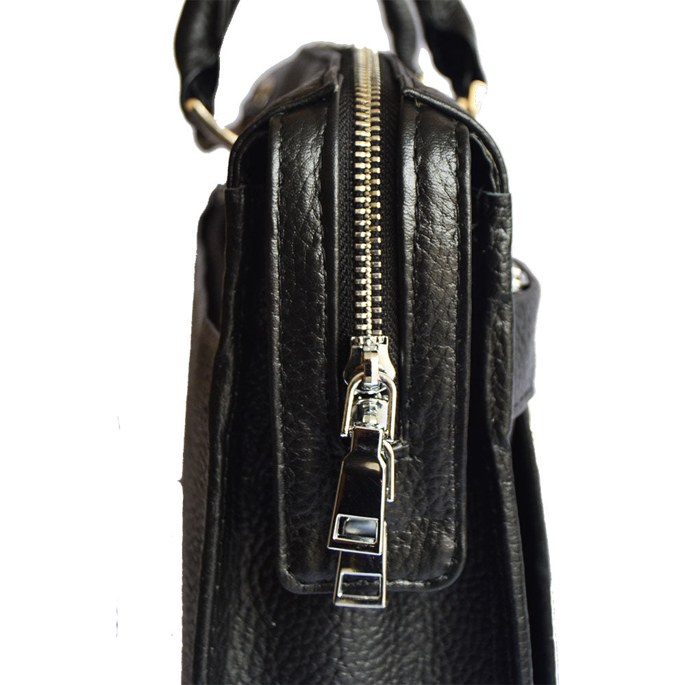Unisex Executive Leather Laptop Bag – Black