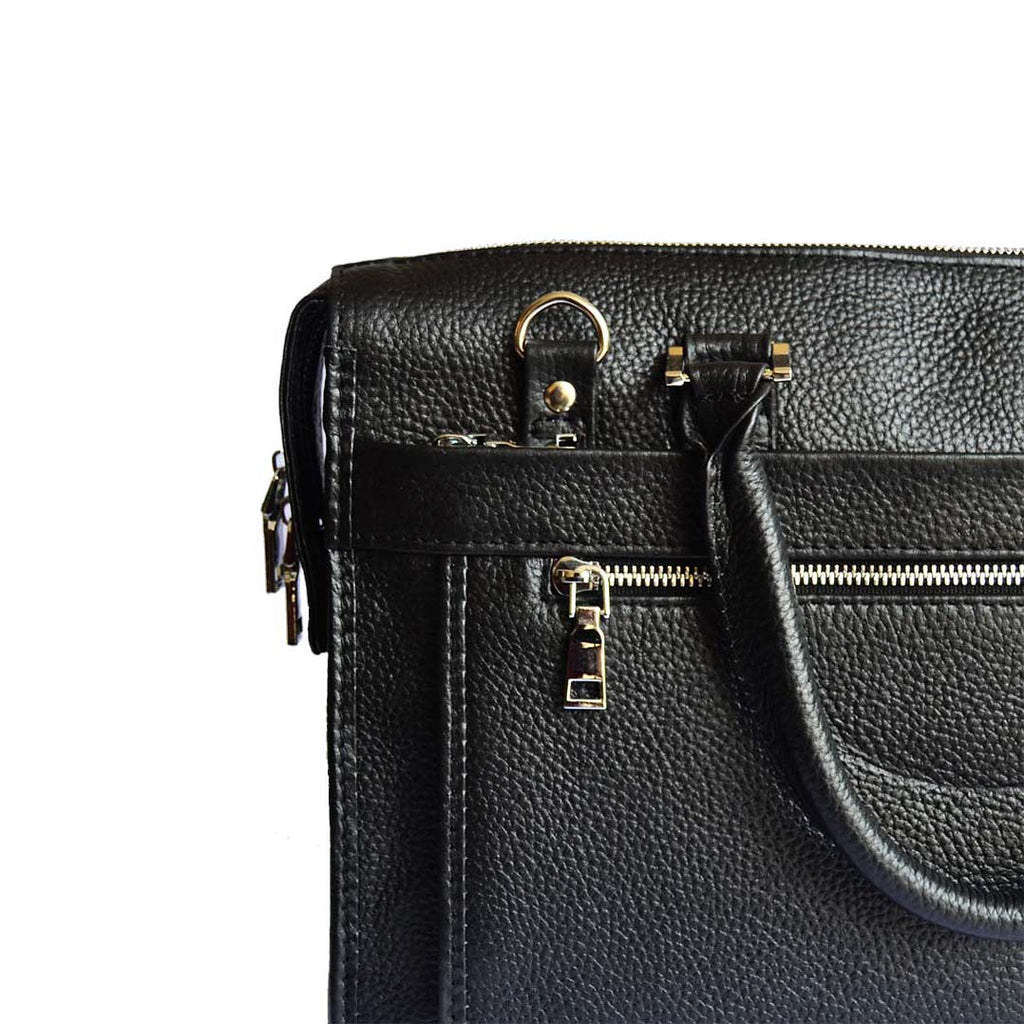 Unisex Executive Leather Laptop Bag – Black