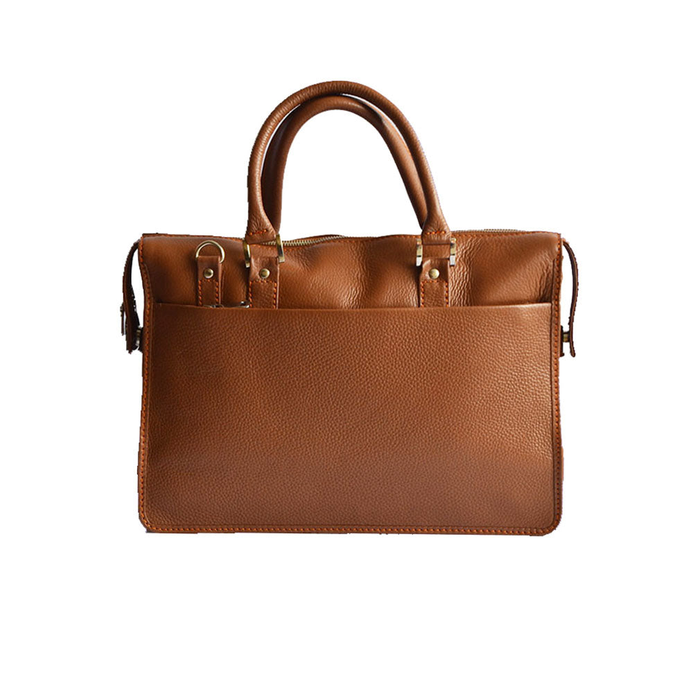 Unisex Executive Leather Laptop Bag – Tan/Light Brown
