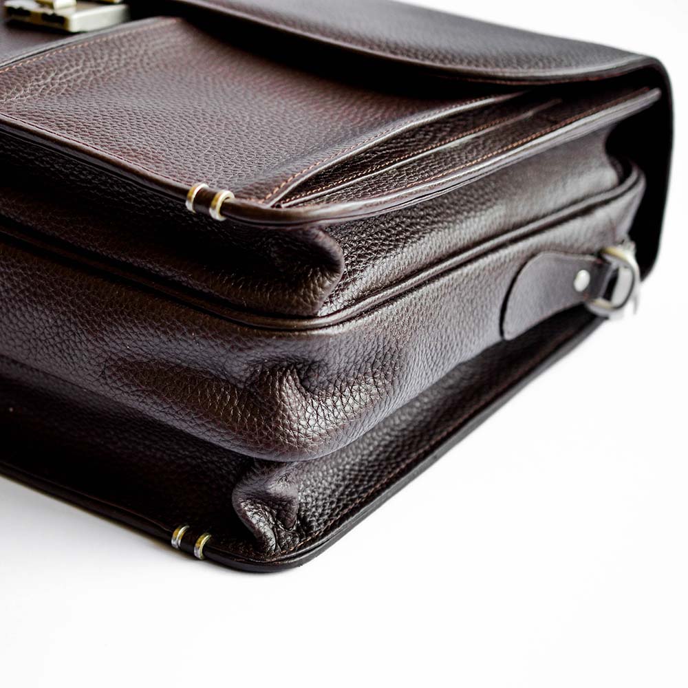 Unisex Leather Laptop Messenger Bag – Brown