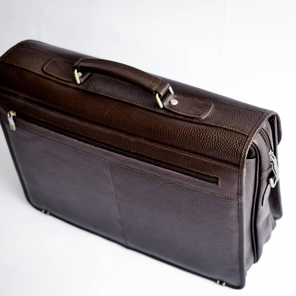 Unisex Leather Laptop Messenger Bag – Brown