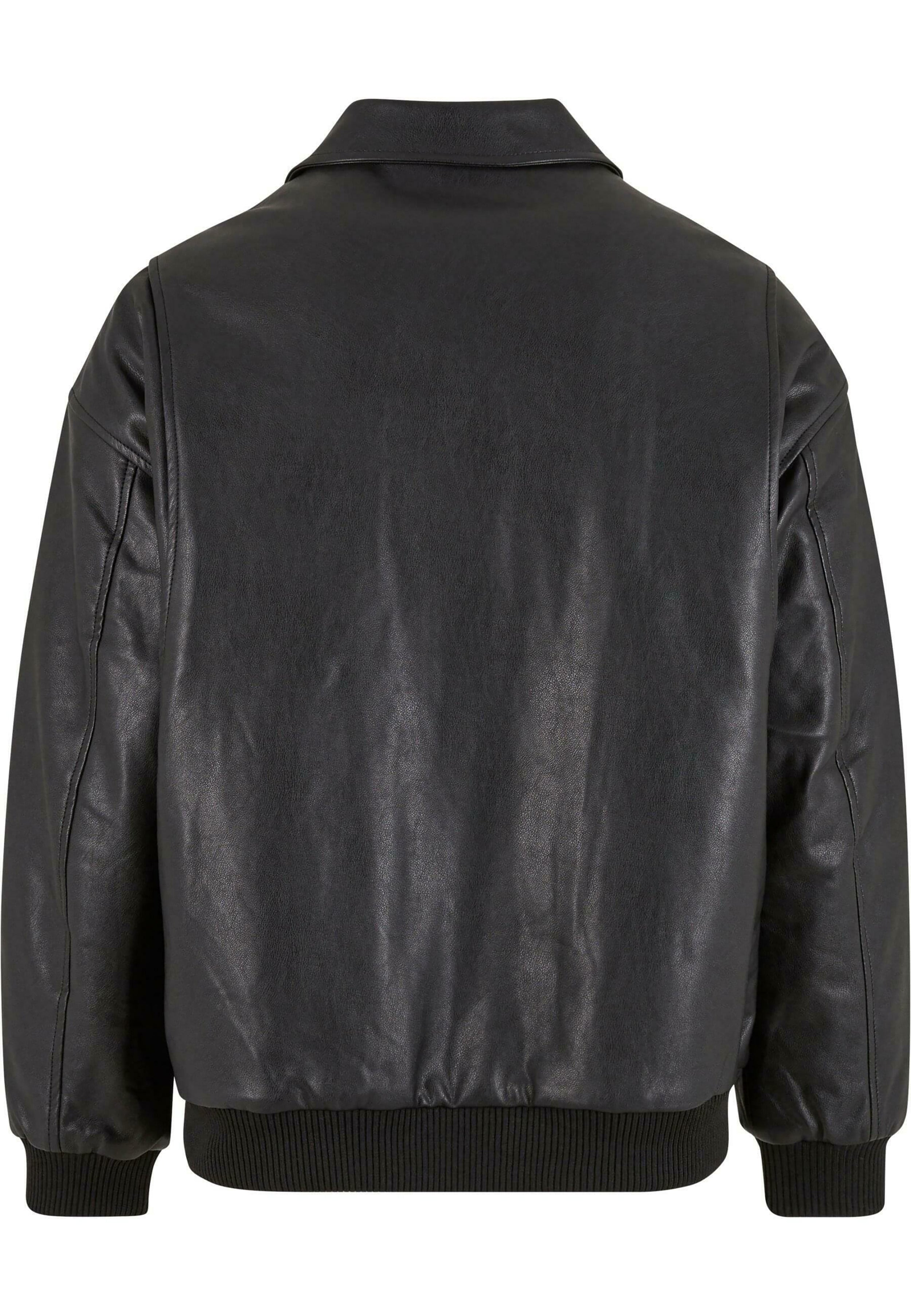 Urban Classics Faux leather Bomber Jacket - Black