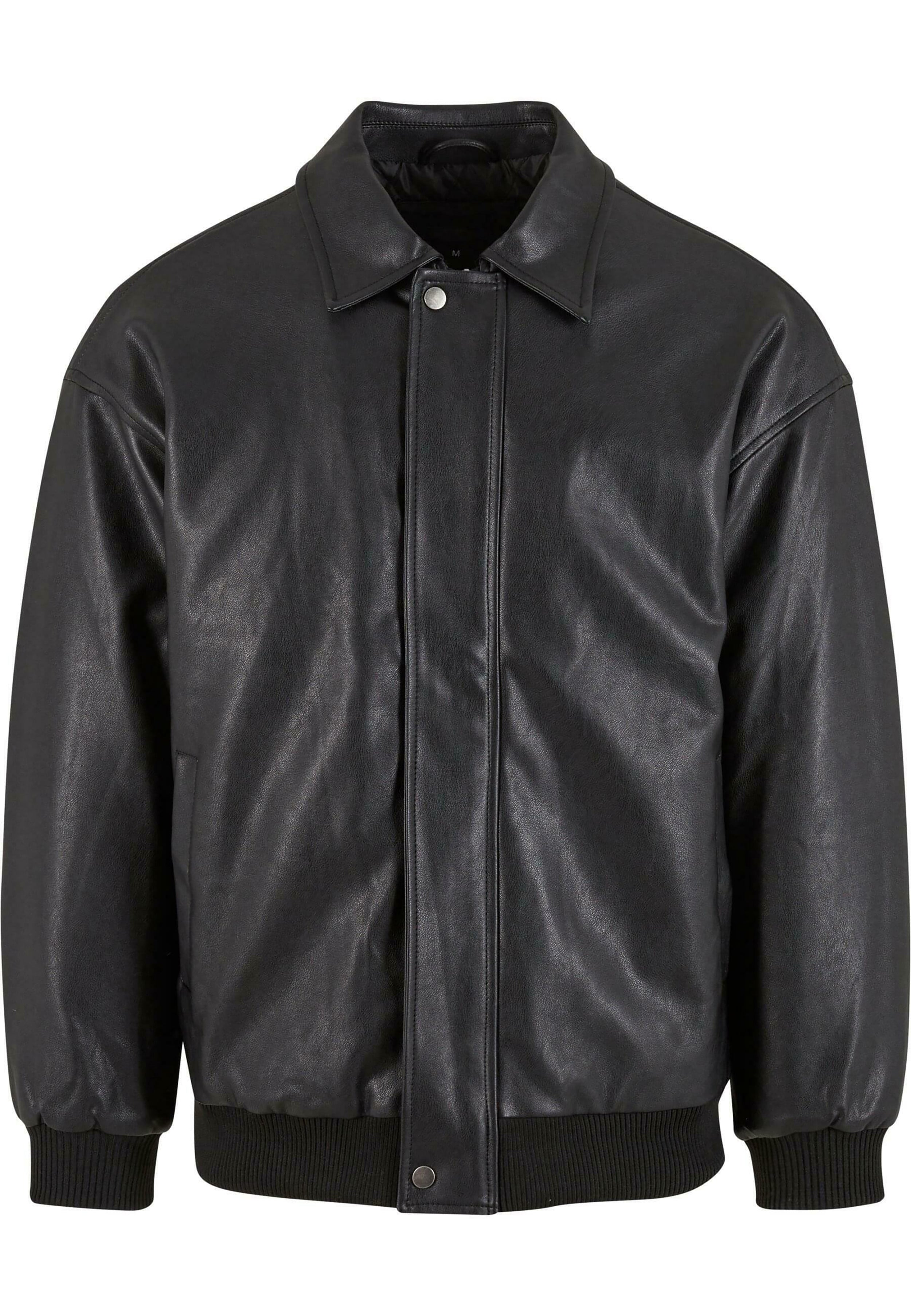 Urban Classics Faux leather Bomber Jacket - Black
