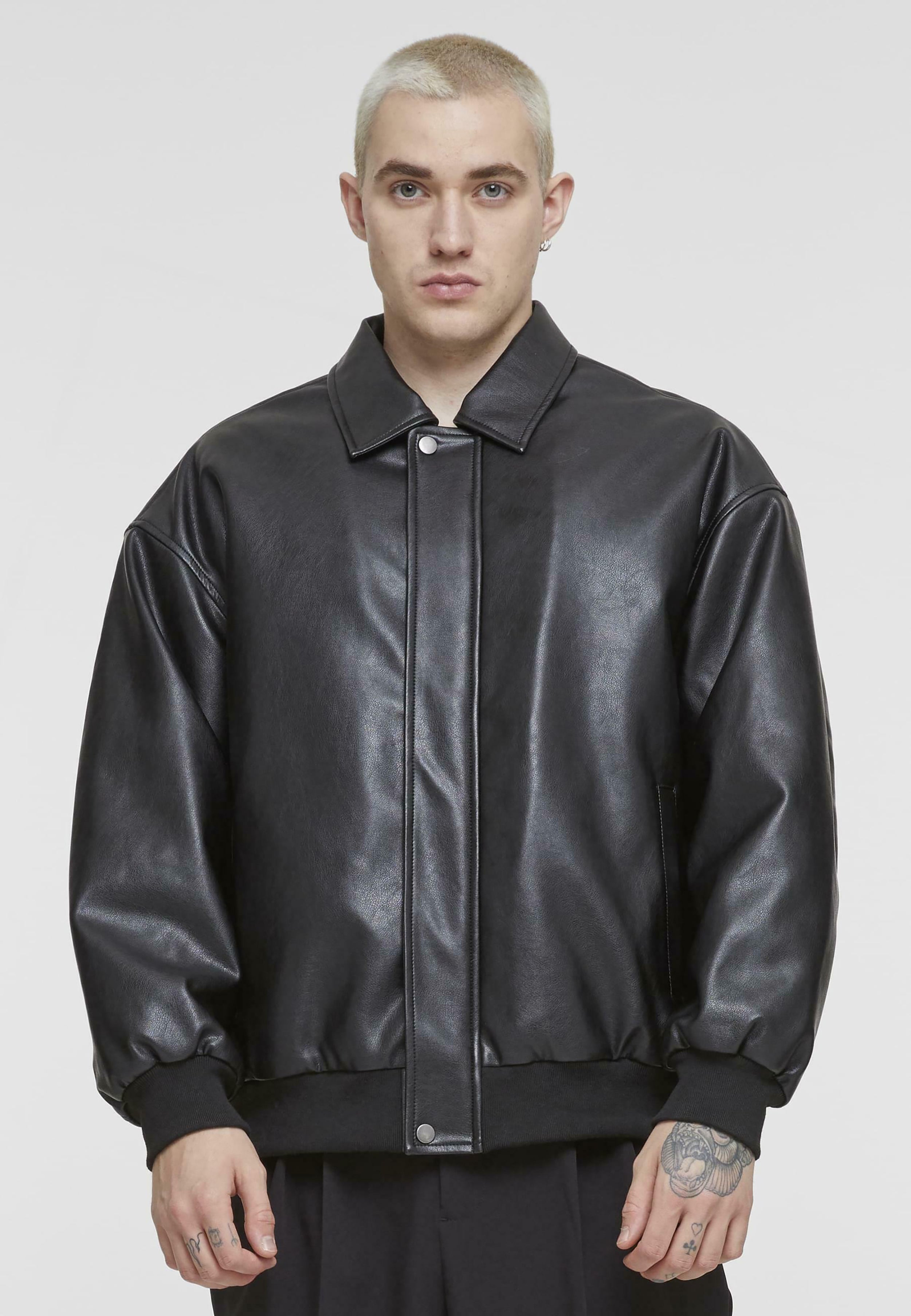 Urban Classics Faux leather Bomber Jacket - Black