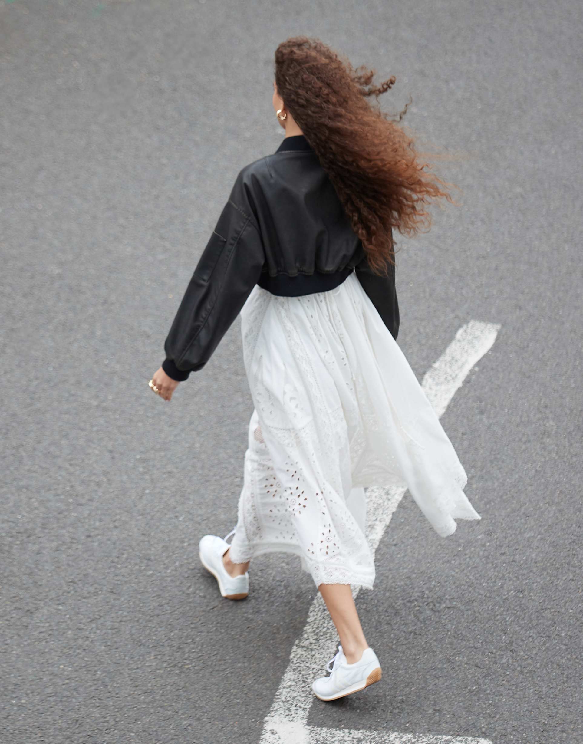 Washed Cropped Leather look Bomber Jacket