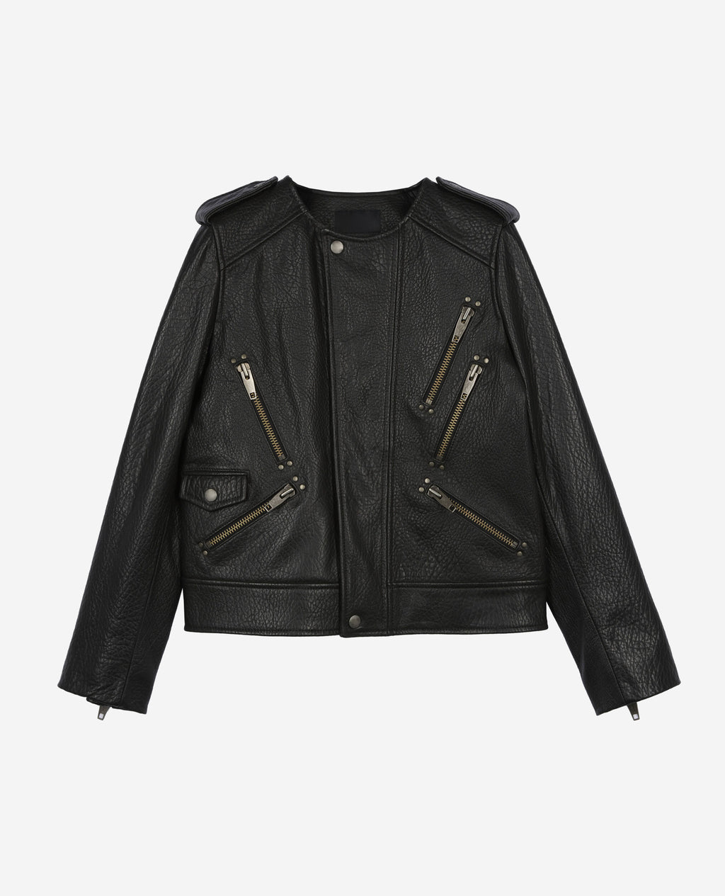 Women Black Simple Fashioned Leather Jacket