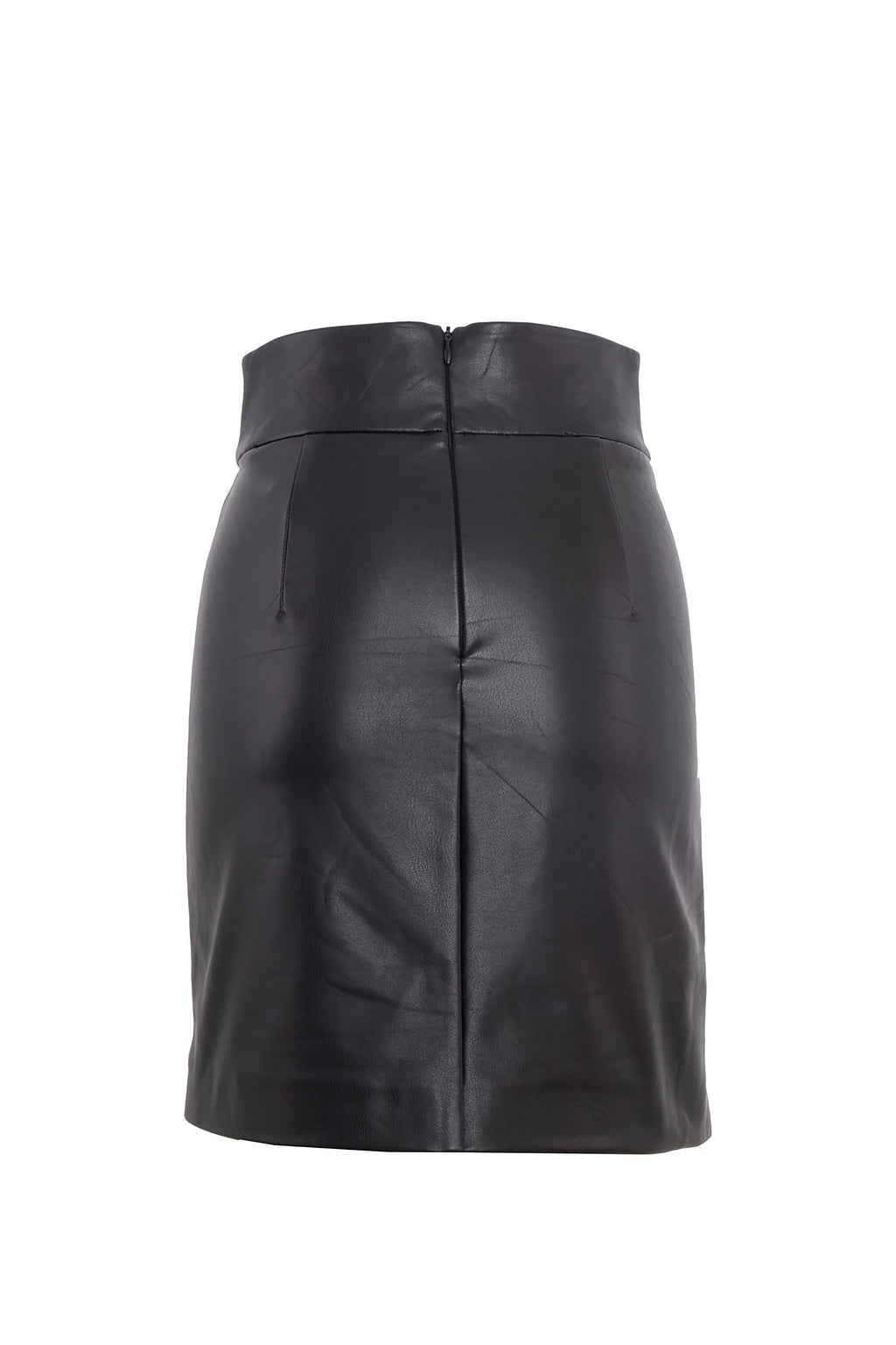 Women Faux Leather Pencil Skirt in Black Color